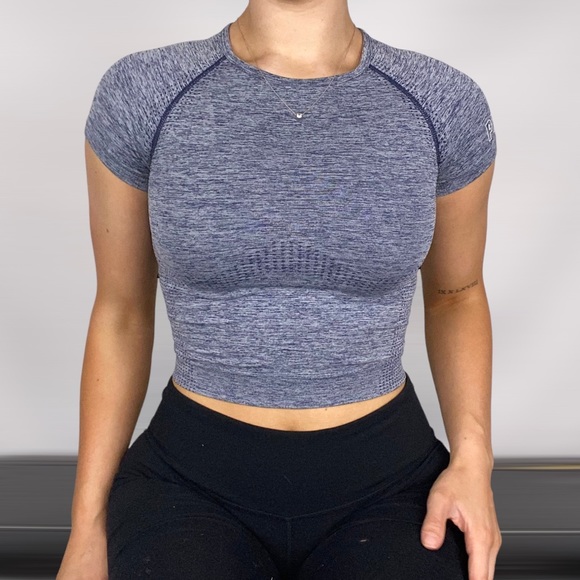 PINK Victoria's Secret Tops - PINK VICTORIAS SECRET Seamless Short‎ Sleeve Crop Top Workout Running Gym Yoga